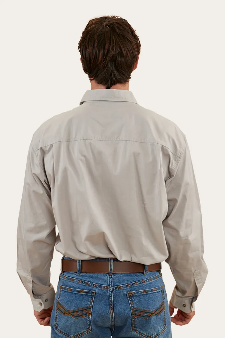 Tempest Mens Half Button Work Shirt - Beige