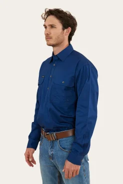 Tempest Mens Half Button Work Shirt - Navy