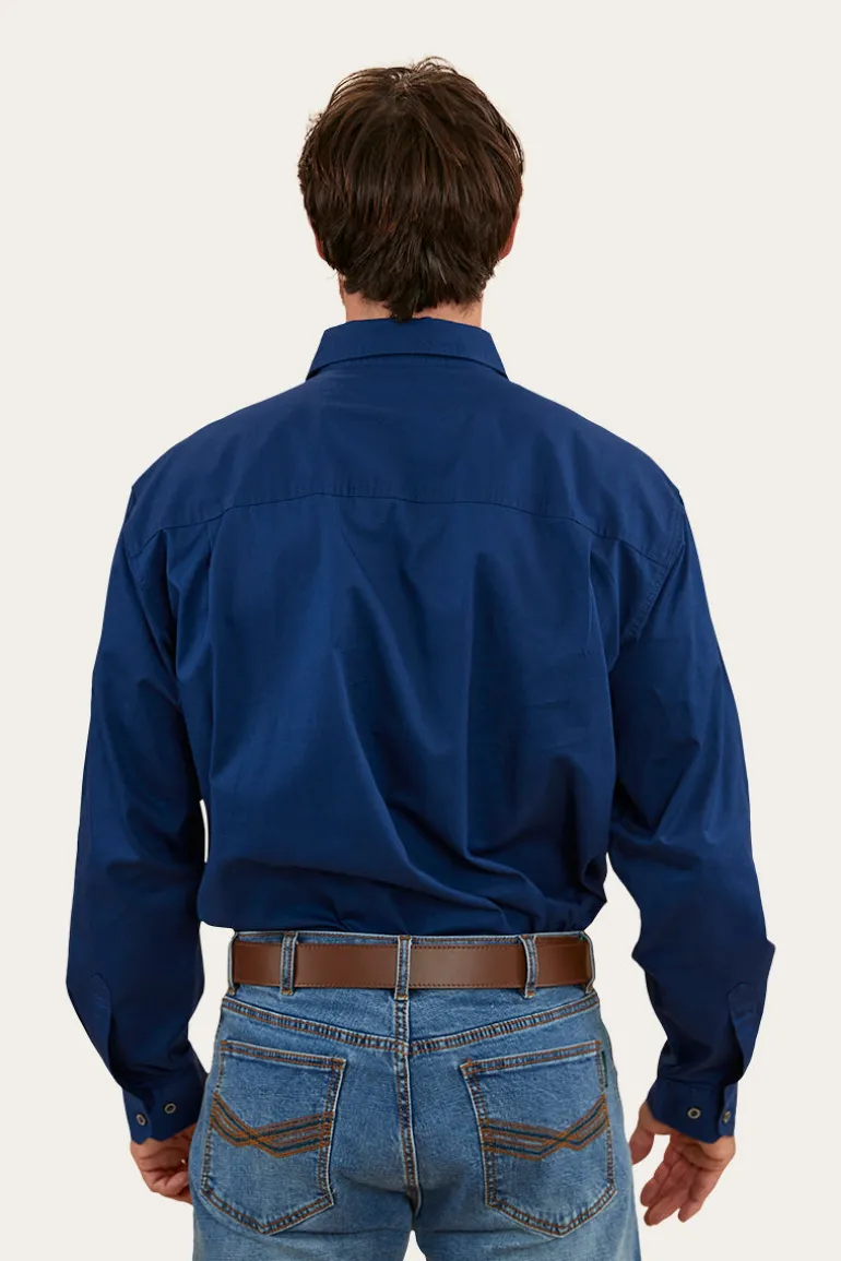 Tempest Mens Half Button Work Shirt - Navy