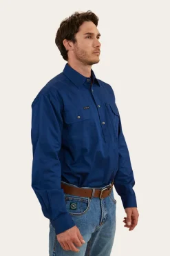 Tempest Mens Half Button Work Shirt - Navy