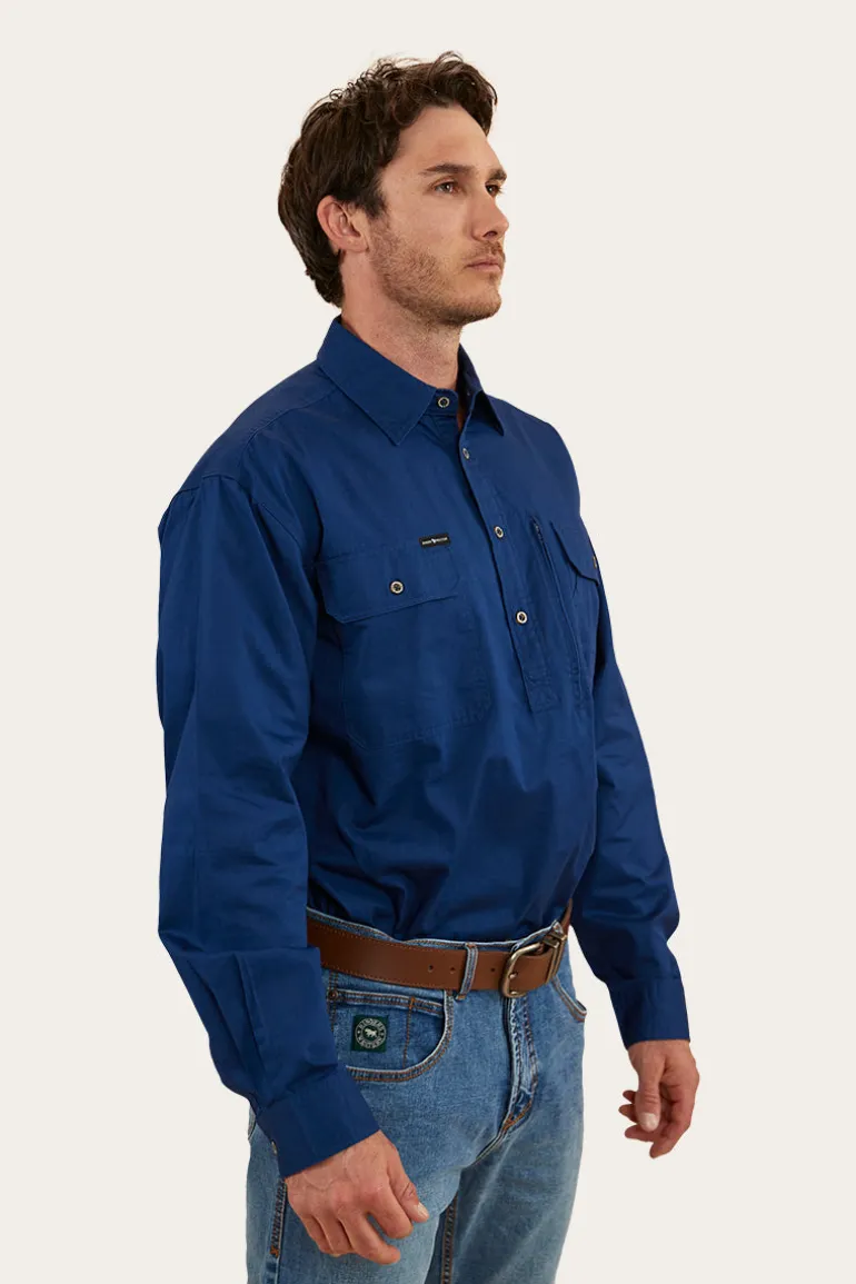 Tempest Mens Half Button Work Shirt - Navy