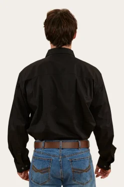 Tempest Mens Half Button Work Shirt - Black