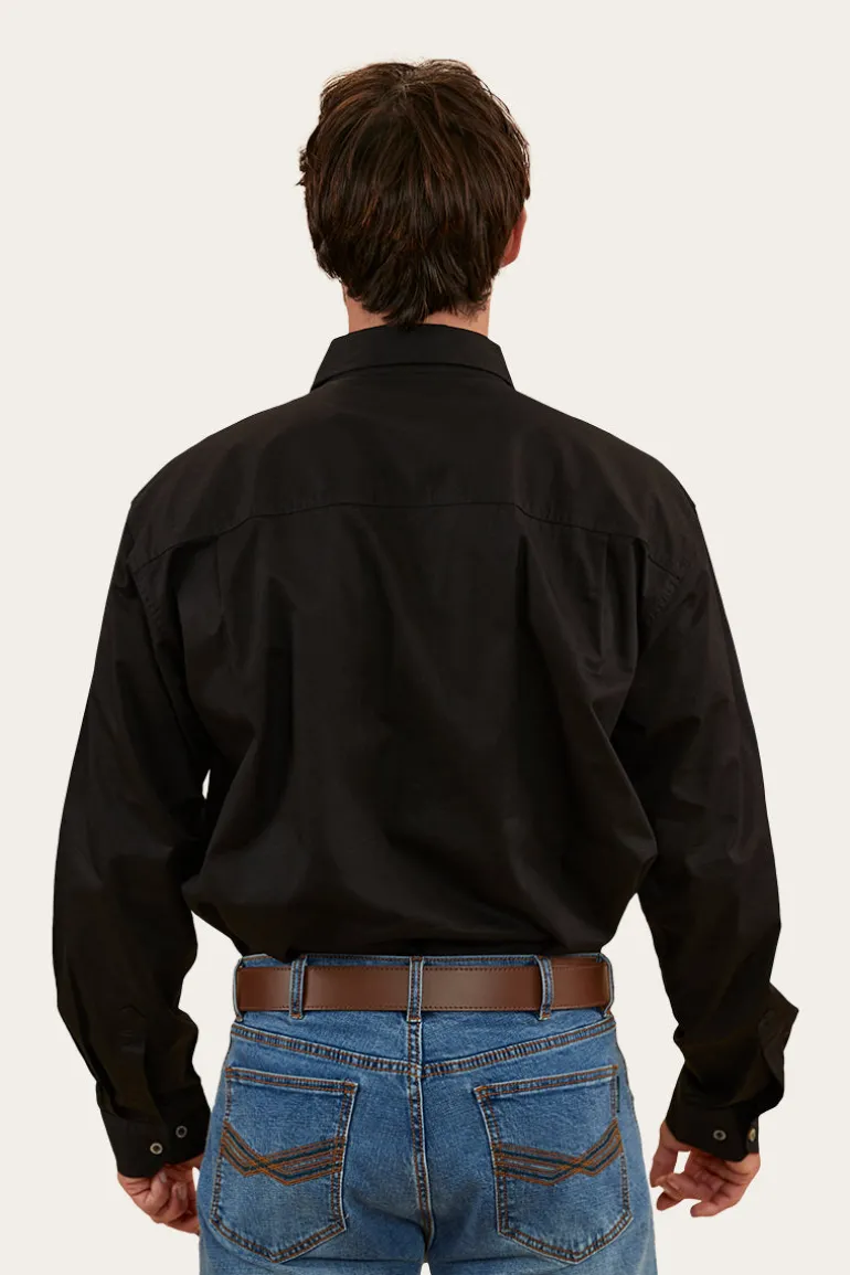 Tempest Mens Half Button Work Shirt - Black