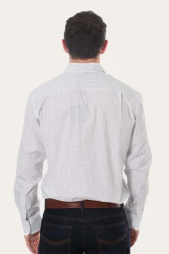 Territory Mens Business Check Dress Shirt White/Blue