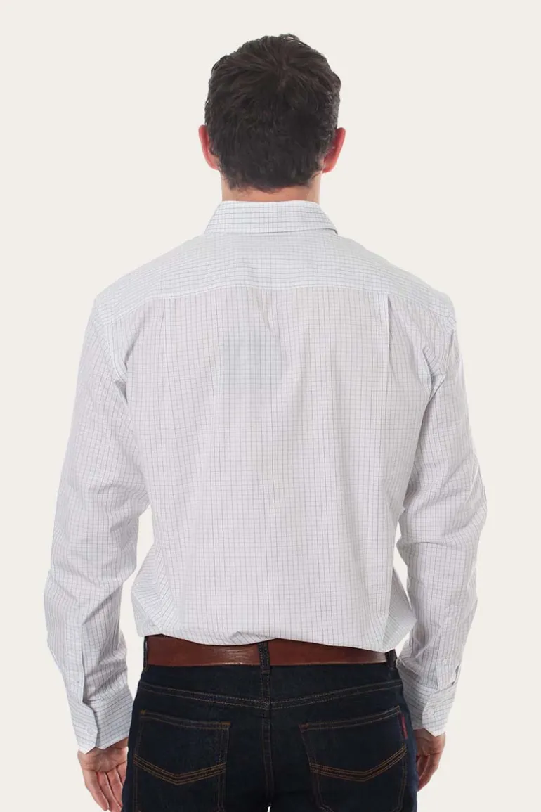 Territory Mens Business Check Dress Shirt White/Blue