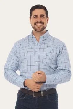 Territory Mens Check Dress Shirt - Denim Blue