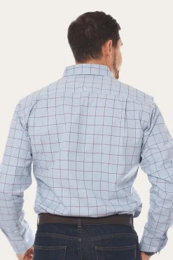 Territory Mens Check Dress Shirt - Denim Blue