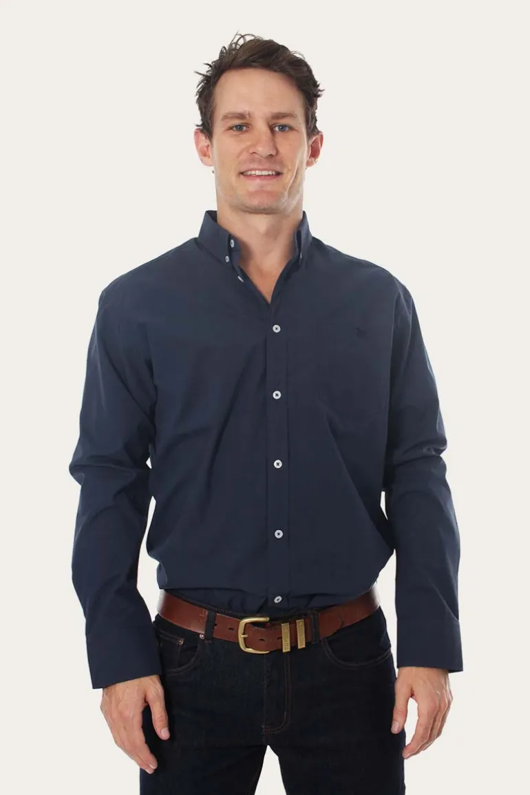 Territory Mens Check Dress Shirt - Navy/Steele
