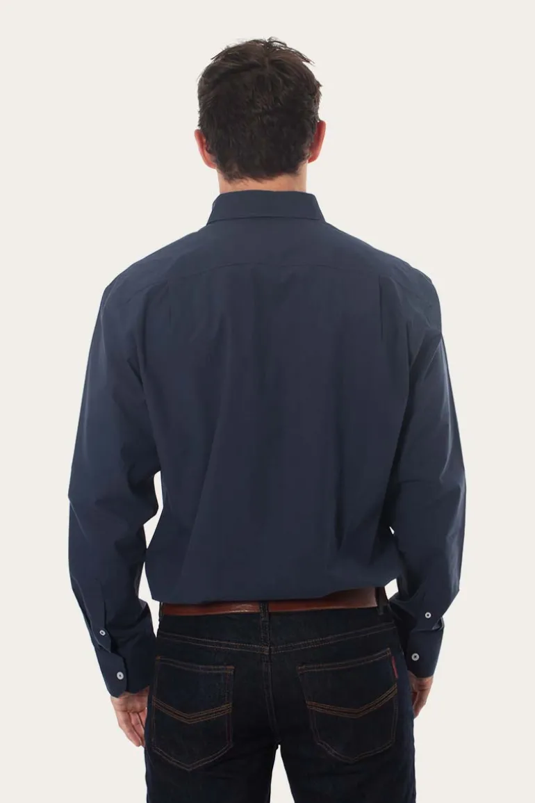 Territory Mens Check Dress Shirt - Navy/Steele