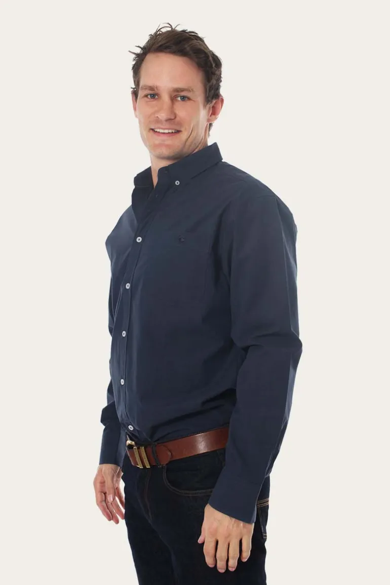 Territory Mens Check Dress Shirt - Navy/Steele