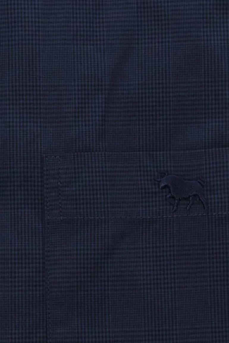 Territory Mens Check Dress Shirt - Navy/Steele