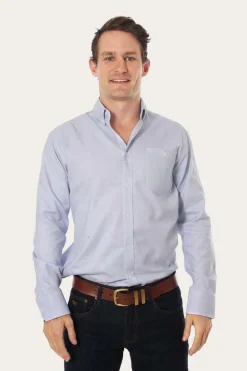 Territory Mens Micro Check Dress Shirt - White/Blue