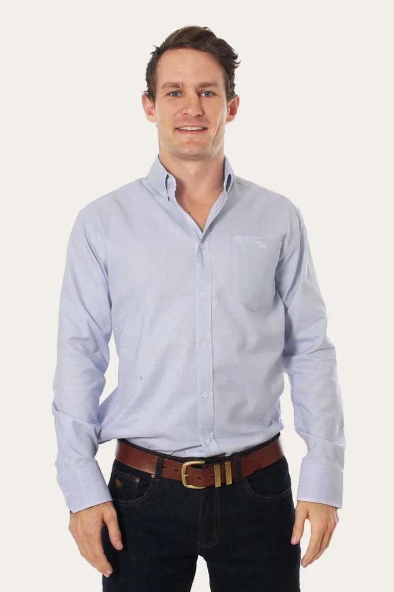 Territory Mens Micro Check Dress Shirt - White/Blue