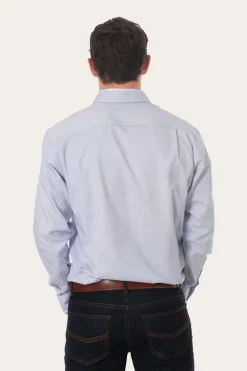 Territory Mens Micro Check Dress Shirt - White/Blue