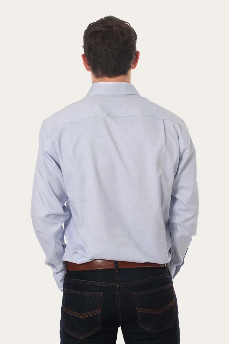 Territory Mens Micro Check Dress Shirt - White/Blue