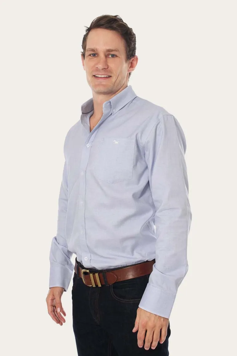 Territory Mens Micro Check Dress Shirt - White/Blue