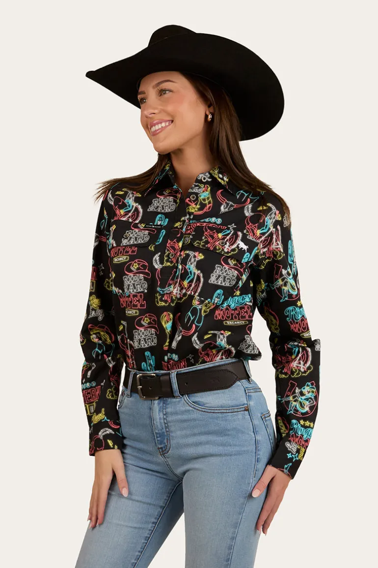 The Dyno Womens Limited Edition Half Button Work Shirt - Black / Multi