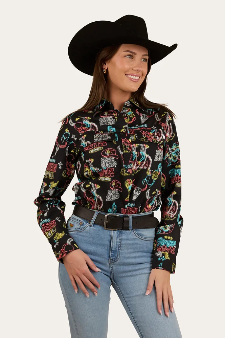 The Dyno Womens Limited Edition Half Button Work Shirt - Black / Multi