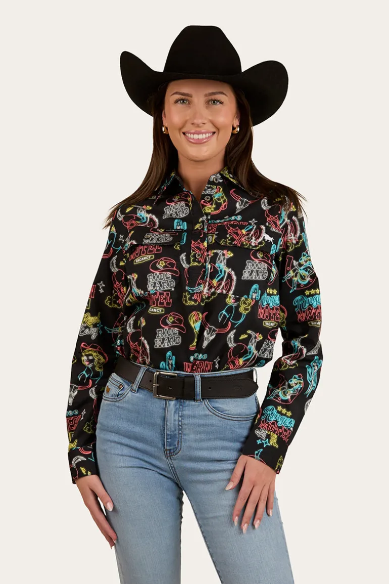 The Dyno Womens Limited Edition Half Button Work Shirt - Black / Multi