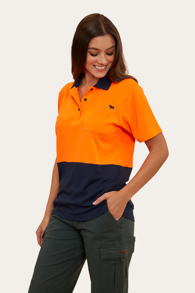 Tracks Womens Hi-Vis Polo - Neon Orange Red