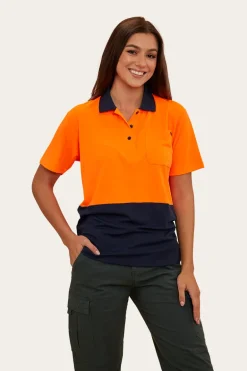 Tracks Womens Hi-Vis Polo - Neon Orange Red