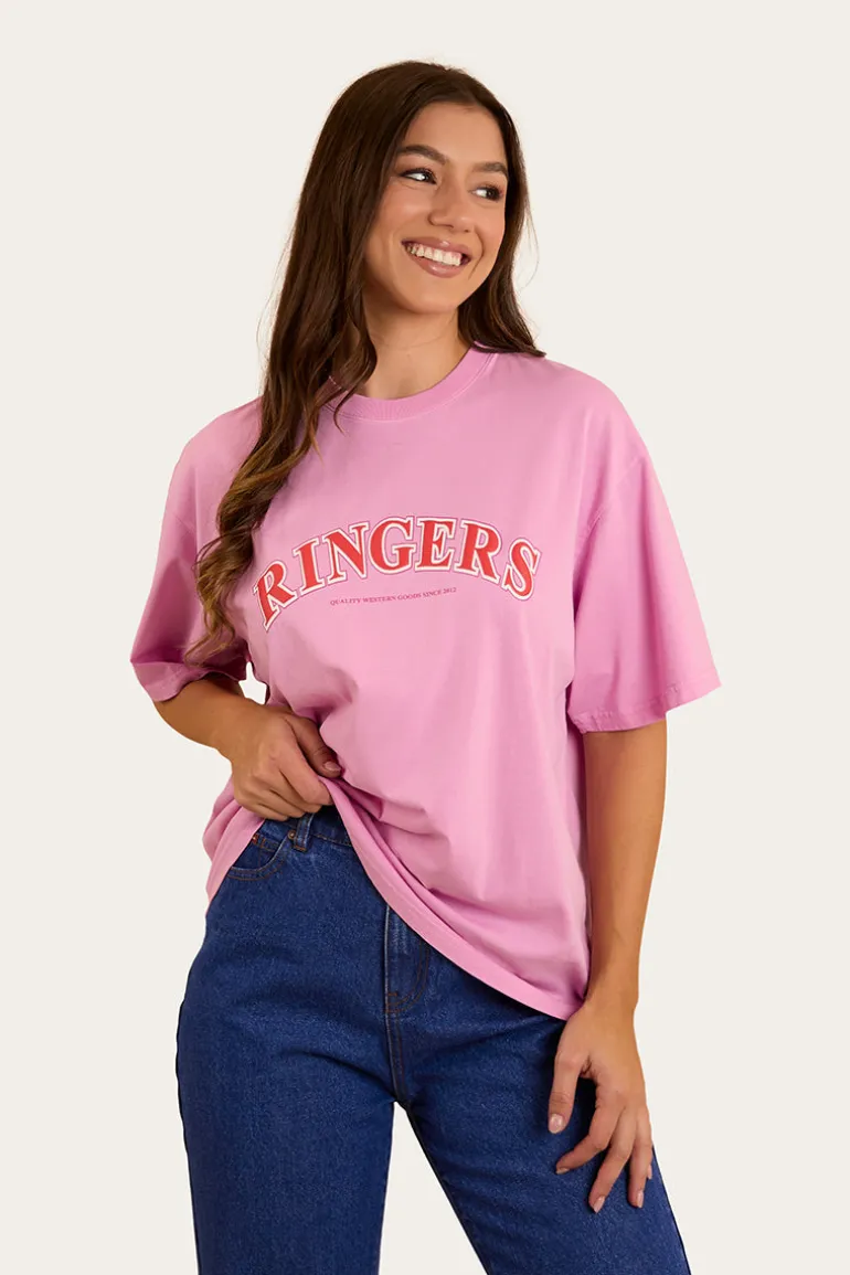 Varsity Womens Oversized T-Shirt - Pastel Pink