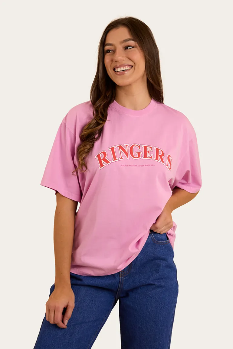 Varsity Womens Oversized T-Shirt - Pastel Pink