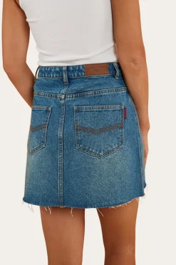 Venice Womens Denim Skirt - Mid Wash Blue
