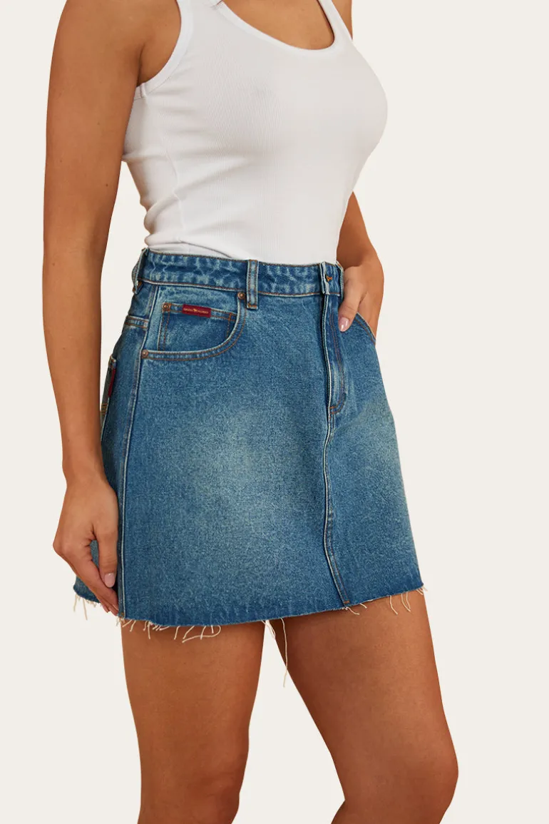 Venice Womens Denim Skirt - Mid Wash Blue