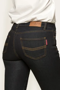 Victoria Womens Mid-Rise Straight-Leg Jeans - Dark Blue