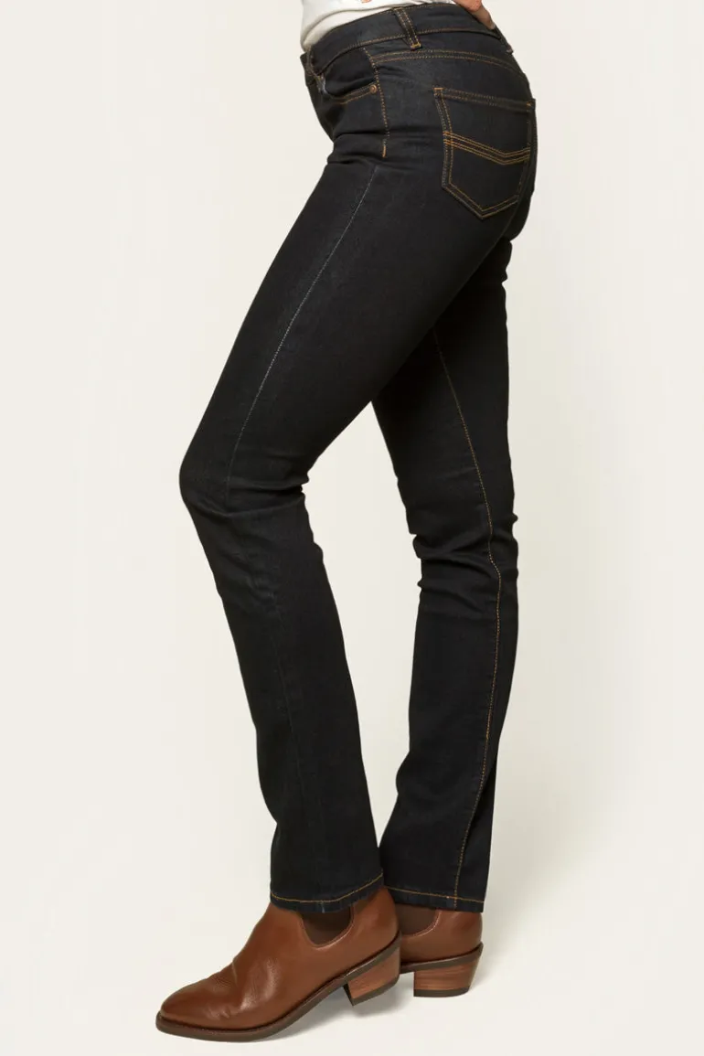 Victoria Womens Mid-Rise Straight-Leg Jeans - Dark Blue