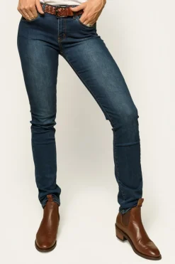 Victoria Womens Mid-Rise Straight-Leg Jeans - Classic Blue