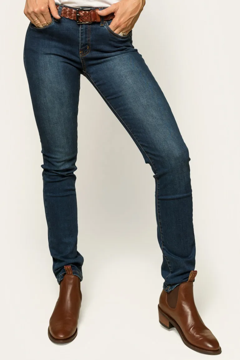 Victoria Womens Mid-Rise Straight-Leg Jeans - Classic Blue