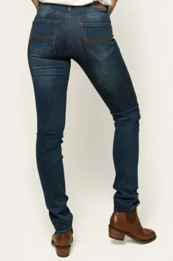 Victoria Womens Mid-Rise Straight-Leg Jeans - Classic Blue