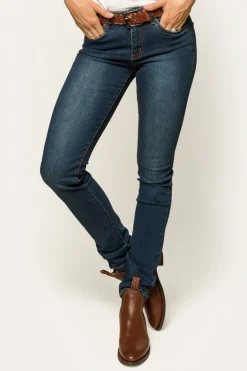 Victoria Womens Mid-Rise Straight-Leg Jeans - Classic Blue