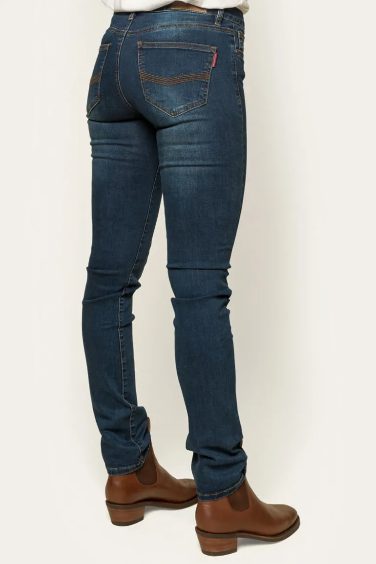 Victoria Womens Mid-Rise Straight-Leg Jeans - Classic Blue