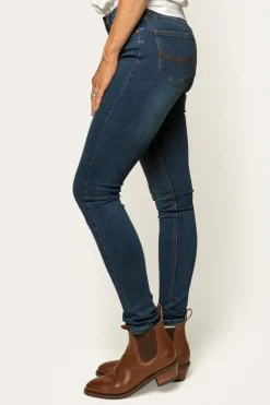 Victoria Womens Mid-Rise Straight-Leg Jeans - Classic Blue