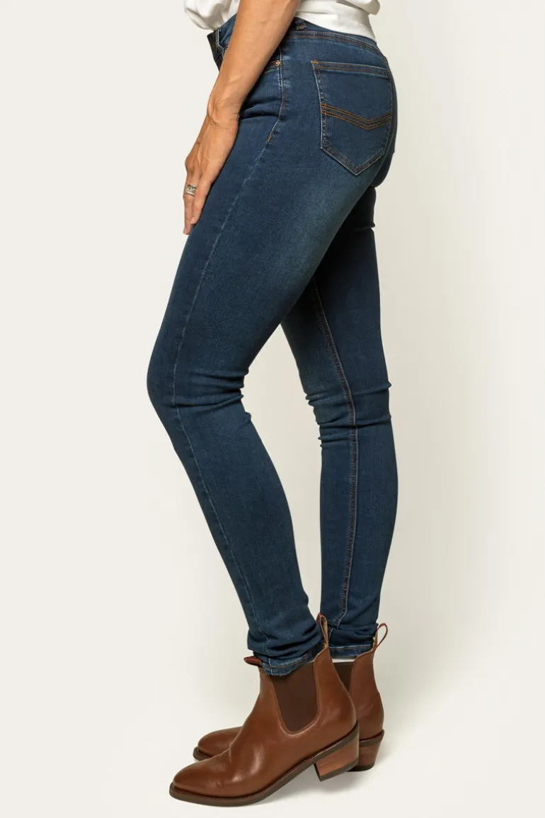 Victoria Womens Mid-Rise Straight-Leg Jeans - Classic Blue