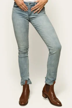 Victoria Womens Mid-Rise Straight-Leg Jeans - Light Blue