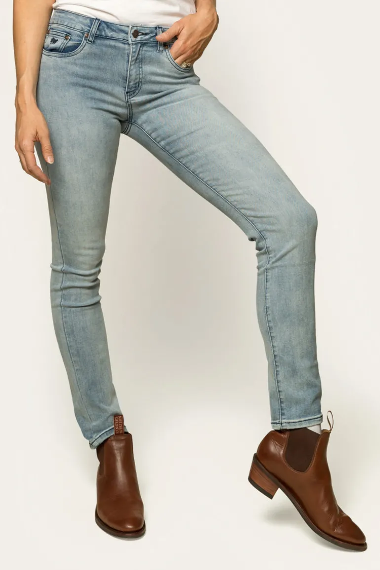 Victoria Womens Mid-Rise Straight-Leg Jeans - Light Blue