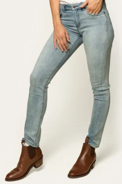 Victoria Womens Mid-Rise Straight-Leg Jeans - Light Blue