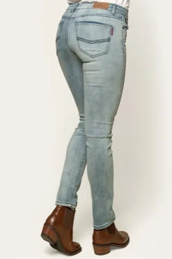 Victoria Womens Mid-Rise Straight-Leg Jeans - Light Blue