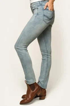 Victoria Womens Mid-Rise Straight-Leg Jeans - Light Blue