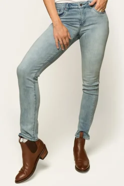 Victoria Womens Mid-Rise Straight-Leg Jeans - Light Blue