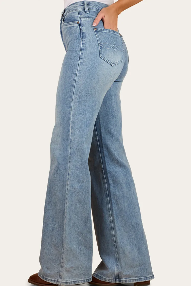 Visalia Rose Womens Wide Leg Jean - Light Wash Blue