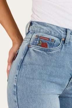 Visalia Rose Womens Wide Leg Jean - Light Wash Blue