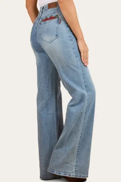 Visalia Rose Womens Wide Leg Jean - Light Wash Blue