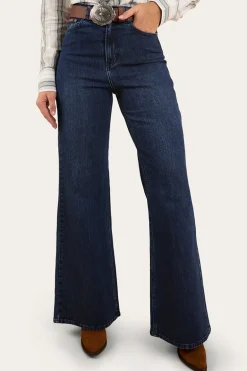 Visalia Womens Wide Leg Jean - Dark Wash Blue