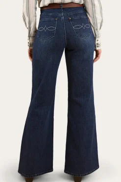 Visalia Womens Wide Leg Jean - Dark Wash Blue
