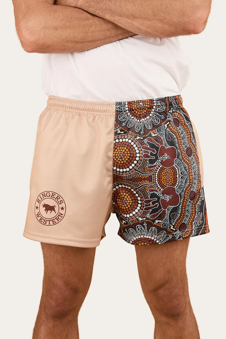 Walkabout Warrior Footy Short - Dark Sand / Multi